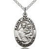 Sterling Silver 3/4in Antiqued St Anthony Medal & 18in Chain