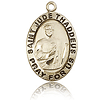 14k Yellow Gold 3/4in St Jude Medal with Antiqued Letters