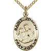 Gold Filled 3/4in Antiqued St Joseph Medal & 18in Chain