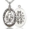 Sterling Silver 3/4in Miraculous Medal & 18in Chain