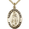 Gold Filled 3/4in Antiqued St Peregrine Medal & 18in Chain