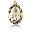14k Yellow Gold 3/4in St Peregrine Pray For Us Medal