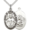 Sterling Silver 3/4in Oval Sacred Heart of Jesus Medal & 18in Chain