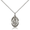 Sterling Silver 3/4in St Caridad del Cobre Medal & 18in Chain