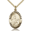 Gold Filled 3/4in Antiqued St Theresa Medal & 18in Chain