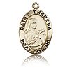 14k Yellow Gold Antiqued St Theresa Medal 3/4in