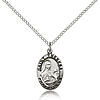Sterling Silver 3/4in Antiqued St Theresa Medal & 18in Chain