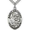 Sterling Silver 1in Antiqued St Anthony Medal & 24in Chain