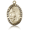 14k Yellow Gold 1in Antiqued St Jude Medal