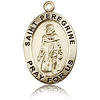 14kt Yellow Gold St Peregrine Pray For Us Medal 1in