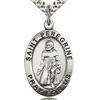 Sterling Silver 1in Antiqued St Peregrine Medal & 24in Chain