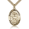 Gold Filled 1in Antiqued St Michael Medal & 24in Chain