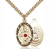 Gold Filled 1in Sacred Heart Scapular Medal Ruby Bead 24in Chain