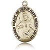 14k Yellow Gold Antiqued Sacred Heart of Jesus Scapular Medal 1in