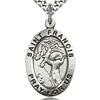 Sterling Silver 1in St Francis Medal & 24in Chain