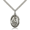 Sterling Silver 1in St Caridad del Cobre Medal & 24in Chain
