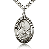 Sterling Silver 1in Antiqued St Theresa Medal & 24in Chain