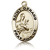 14k Yellow Gold 1in Antiqued St Gerard Medal