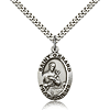 Sterling Silver 1in Antiqued St Gerard Medal & 24in Chain