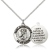 Sterling Silver 3/4in Reversible St Christopher Medal & 18in Chain