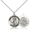 Sterling Silver 3/4in St Christopher I Am A Catholic Medal & 18in Chain