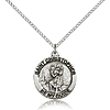 Sterling Silver 3/4in St Christopher Be My Guide Medal & 18in Chain