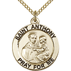 Gold Filled 3/4in Round St Anthony Medal & 18in Chain
