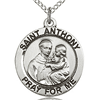 Sterling Silver 3/4in Round St Anthony Medal & 18in Chain