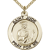 Gold Filled 3/4in Round St Jude Medal & 18in Chain