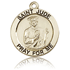 14k Yellow Gold Round St Jude Medal 3/4in