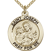 Gold Filled 3/4in Round St Joseph Medal & 18in Chain