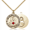 Gold Filled 3/4in Scapular Pendant with 3mm Ruby Bead & 18in Chain