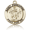 14kt Yellow Gold 3/4in Round St Peregrine Medal
