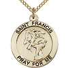 Gold Filled 3/4in Round St Francis Medal & 18in Chain