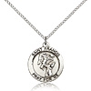 Sterling Silver 3/4in Round St Francis Medal & 18in Chain