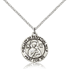 Sterling Silver 3/4in Round Lady of Perpetual Help Medal & 18in Chain