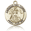 14k Yellow Gold 3/4in Round Caridad del Cobre Medal