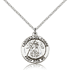 Sterling Silver 3/4in Round St Caridad del Cobre Medal & 18in Chain