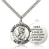 Sterling Silver 1in Reversible St Christopher Medal & 24in Chain
