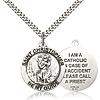Sterling Silver 1in Reversible Catholic St Christopher Medal & 24in Chain