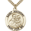 Gold Filled 1in Round St Anthony Medal & 24in Chain