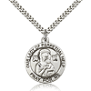 Sterling Silver 1in Round Lady of Perpetual Help Medal & 24in Chain
