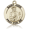 14k Yellow Gold Round St Jude Medal 7/8in