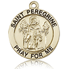 14kt Yellow Gold 1in Round St Peregrine Pray For Me Medal