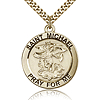 Gold Filled 1in Round Antiqued St Michael Medal & 24in Chain