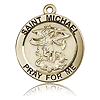 14k Yellow Gold 1in Round St Michael Pray For Me Medal