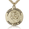 Gold Filled 1in St Francis Medal & 24in Chain