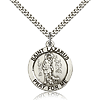 Sterling Silver 1in Round St Lazarus Medal & 24in Chain