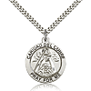 Sterling Silver 1in Round St Caridad del Cobre Medal & 24in Chain
