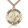 Gold Filled 1in Round St Theresa Medal & 24in Chain